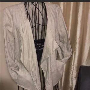 For Cynthia S 100% linen jacket Tan linen open flap jacket, pockets